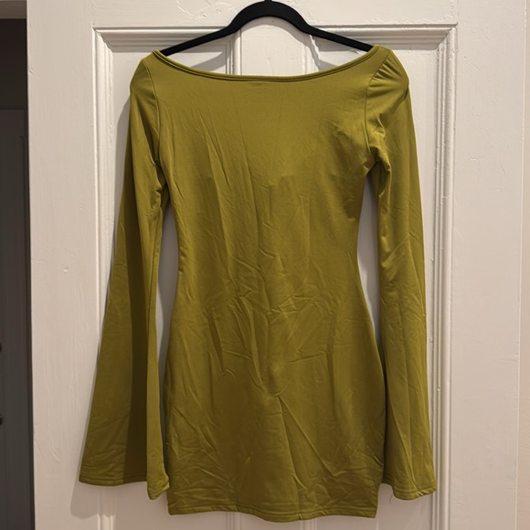 Brat Green Mini Dress with Bell Sleeves - Picture 3 of 3